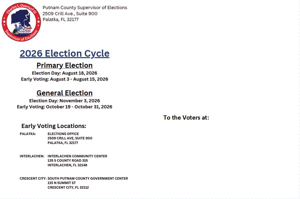 2026 Election Notice Postcard Front